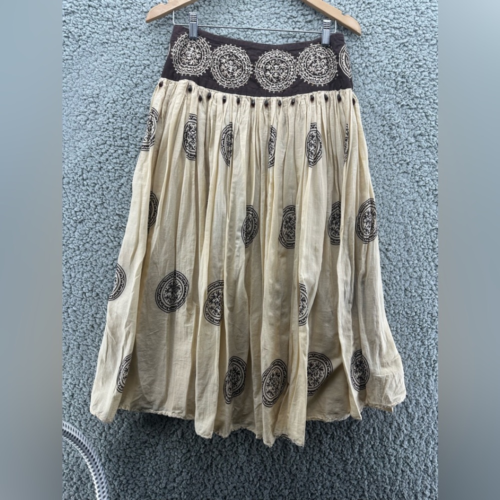 For The Republic Beige and Black A-Line Skirt